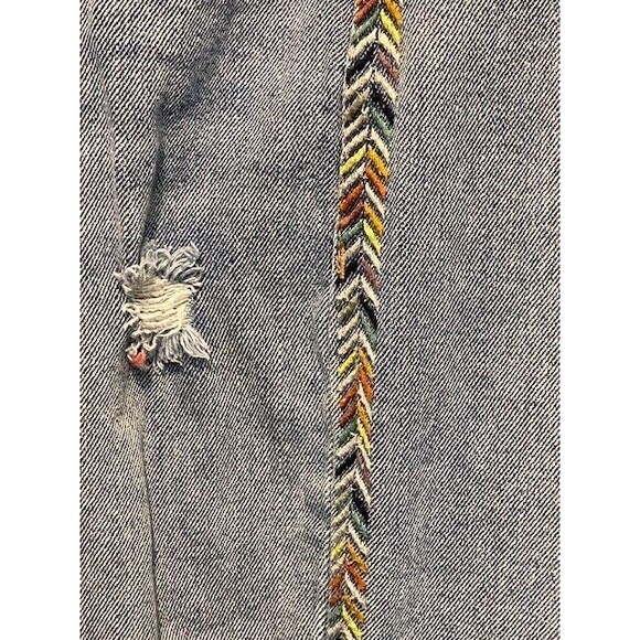 Knox Rose Light Wash Womens Sz 6 Distressed Embroidered Side Straight Leg Jeans - Picture 12 of 12